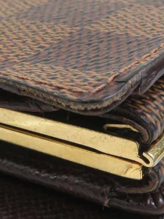 LOUIS VUITTON Damier Bifold Wallet Porte Monnaie Biennois  Auth LOUIS VUITTON Damier Ebene Viennois Bifold Wallet Brown N61664